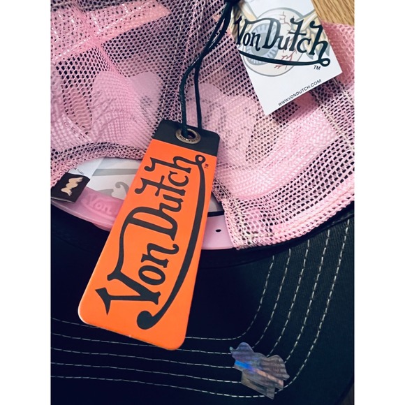 NEW Von Dutch Purple  Plum Dust Velvet Black Mesh Trucker SnapBack Unisex‎ hat - Picture 5 of 6